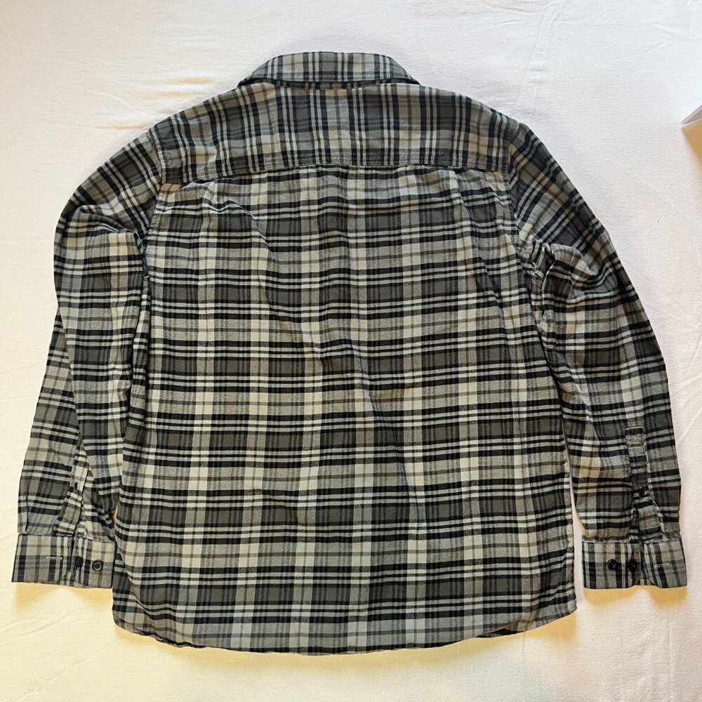 L.L.Bean Scotch Plaid Flannel Shirt Slightly Fitted Grey 100% Cotton Large - Picture 4 of 10